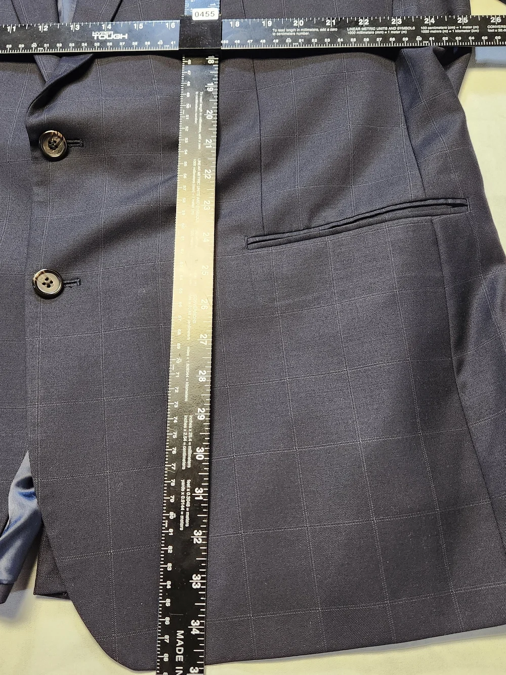 Ralph Lauren 100% Wool RRL Windowpane Blazer Sport Coat Men 50L Navy Blue EUC